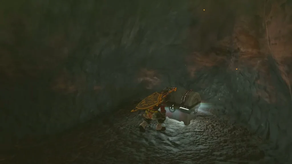 Chest on a dark cave ledge Chest on a dark cave ledge