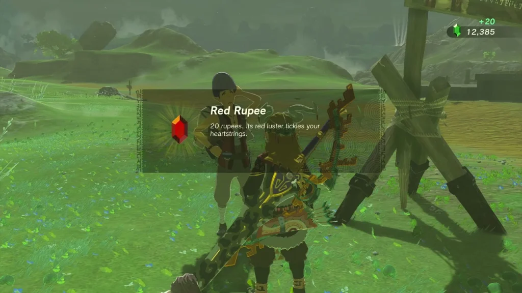 Red Rupee item box beside the braced Hudson sign Red Rupee item box beside the braced Hudson sign