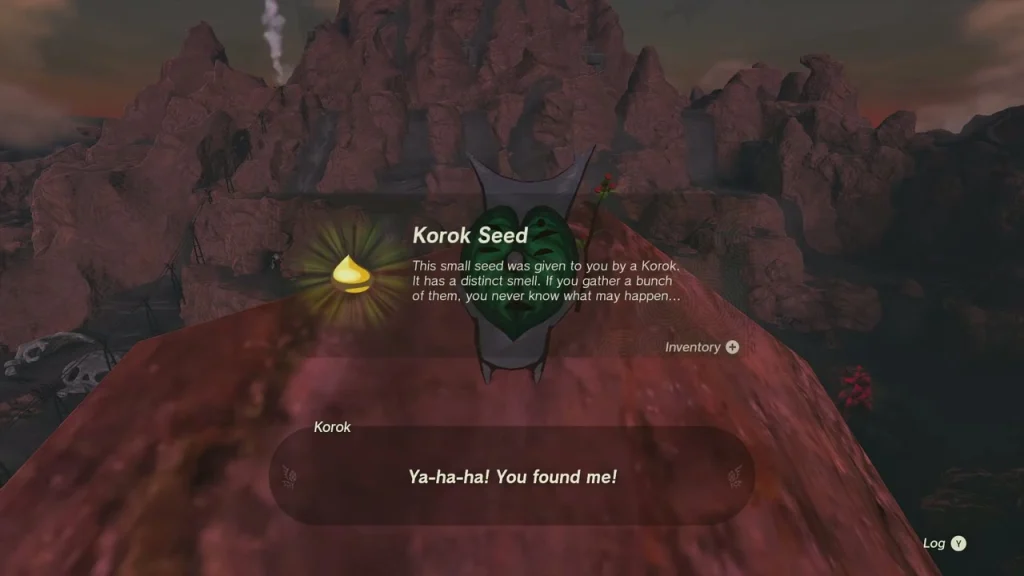 Korok Seed item box on a red rock peak Korok Seed item box on a red rock peak