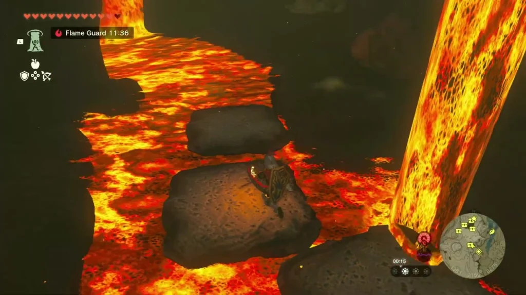 Lava river route with dark stone blocks deeper in Goronbi River Cave Lava river route with dark stone blocks deeper in Goronbi River Cave