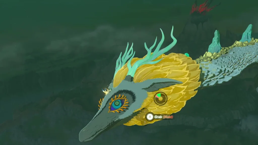 Light Dragon's head with the Master Sword grab prompt Light Dragon's head with the Master Sword grab prompt
