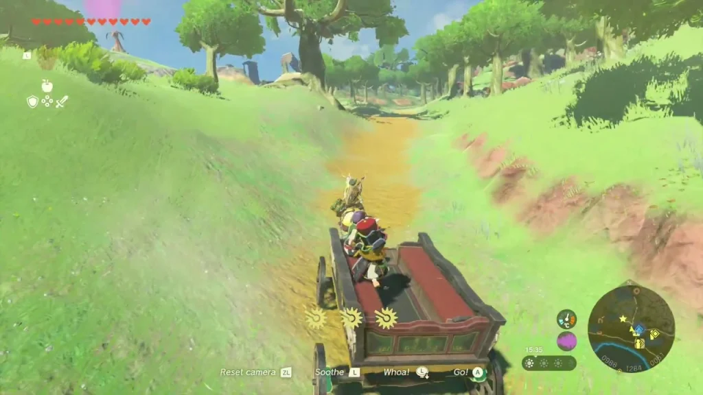 Horse towing the musicians' wagon along a dirt road toward the Great Fairy Horse towing the musicians' wagon along a dirt road toward the Great Fairy