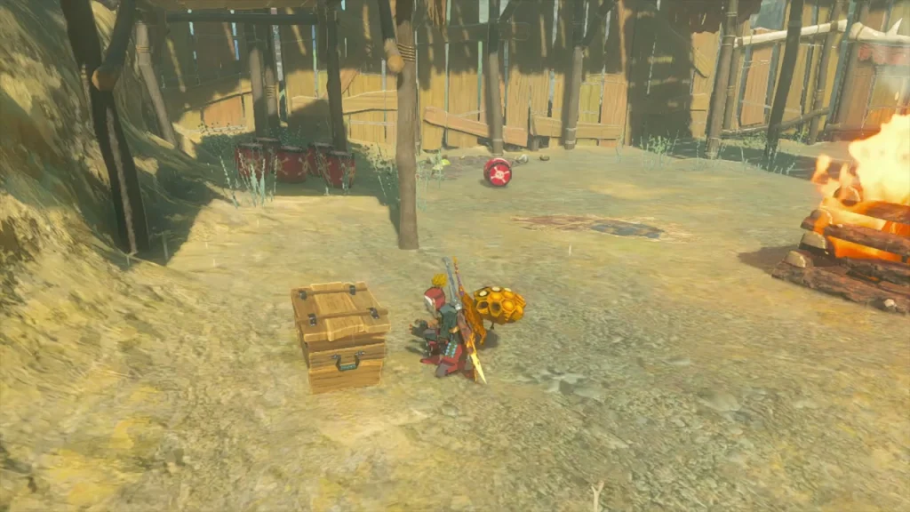 Wooden Bokoblin camp with a chest by the fire Wooden Bokoblin camp with a chest by the fire