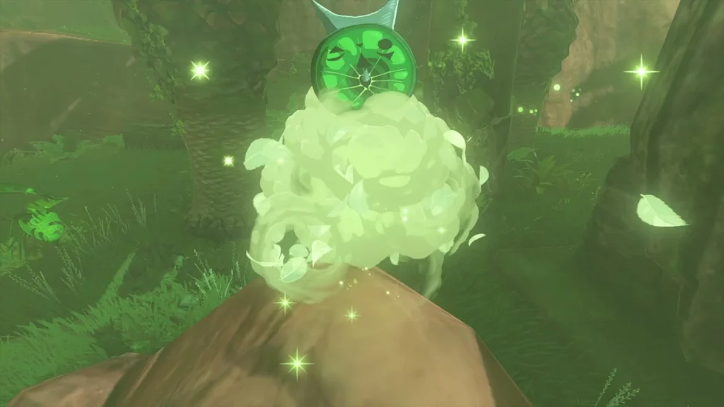 Korok leaf puff rising from the offering stone Korok leaf puff rising from the offering stone