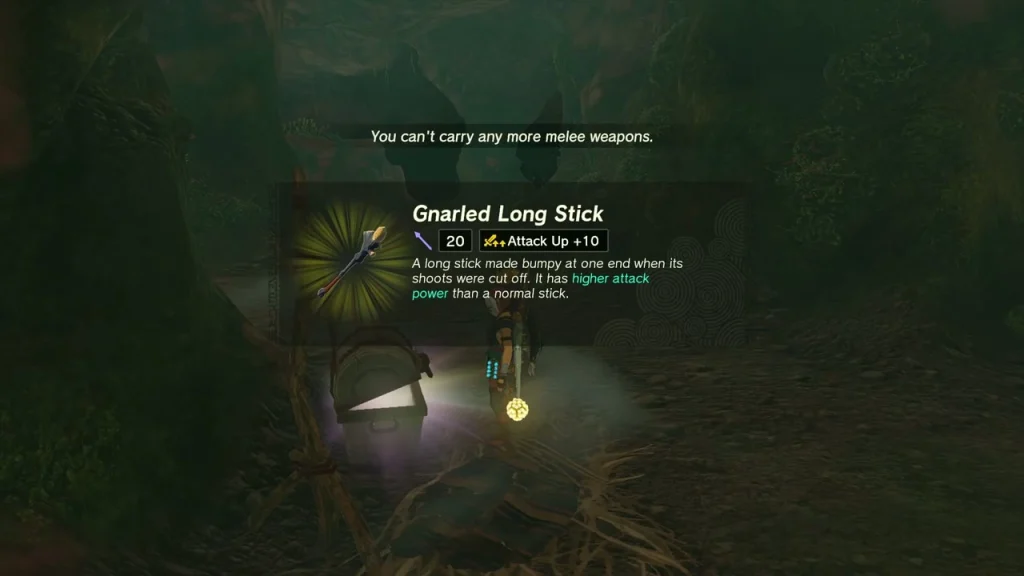 Gnarled Long Stick item box from the chest in Rodai Lakefront Tunnel Gnarled Long Stick item box from the chest in Rodai Lakefront Tunnel