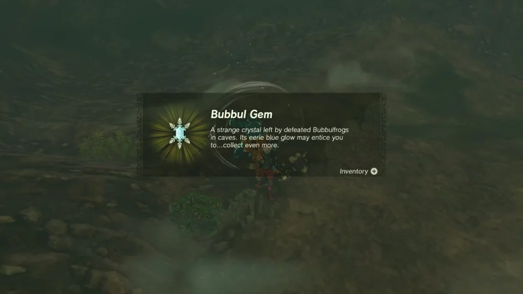 Bubbul Gem item box after catching the Bubbulfrog in Tobios Hollow Cave Bubbul Gem item box after catching the Bubbulfrog in Tobios Hollow Cave