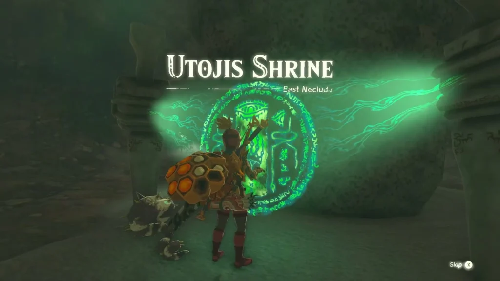 Utojis Shrine glowing open after the spear passes through the ring Utojis Shrine glowing open after the spear passes through the ring
