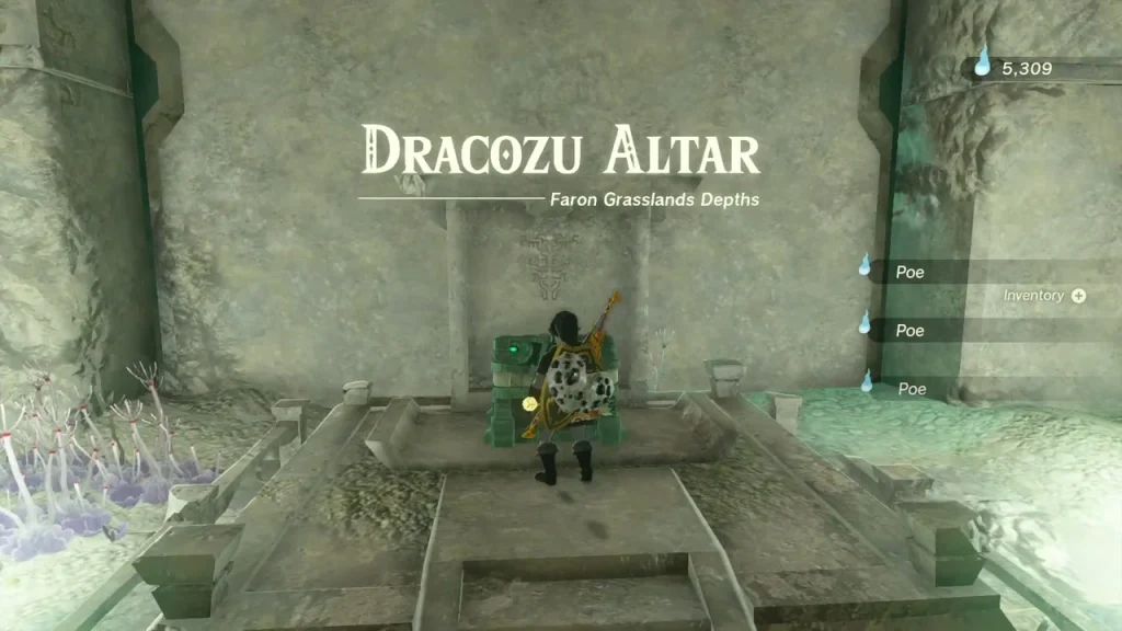 Dracozu Altar name over a pale carved stone room in the Faron Grasslands Depths Dracozu Altar name over a pale carved stone room in the Faron Grasslands Depths