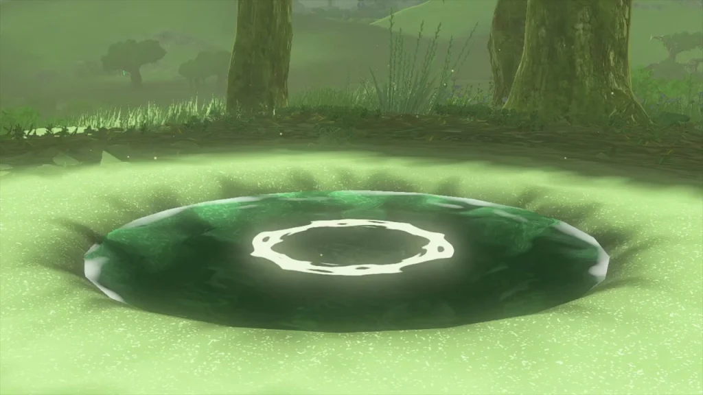 Circular geoglyph ring pressed into the grass beside East Batrea Lake Circular geoglyph ring pressed into the grass beside East Batrea Lake