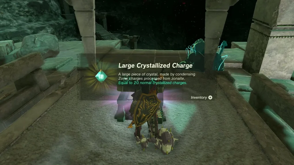 Large Crystallized Charge item box beside the opened chest in Floria Canyon Mine Large Crystallized Charge item box beside the opened chest in Floria Canyon Mine
