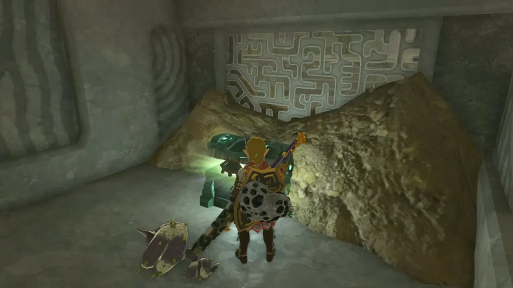 Stone wall with a boulder blocking the room above the lava on Forge Island Stone wall with a boulder blocking the room above the lava on Forge Island