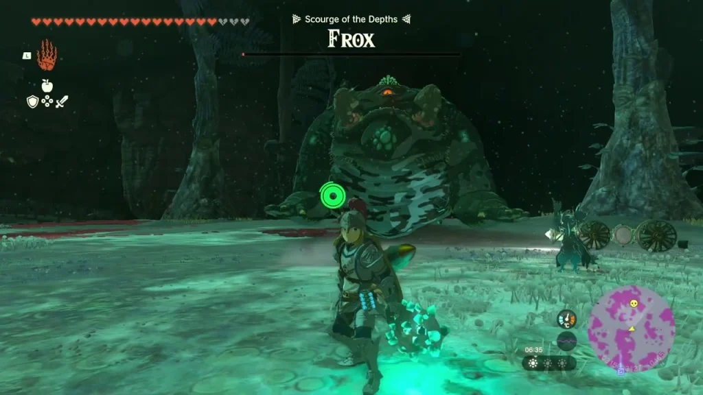 Frox name bar over the monster in the western Faron Depths Frox name bar over the monster in the western Faron Depths