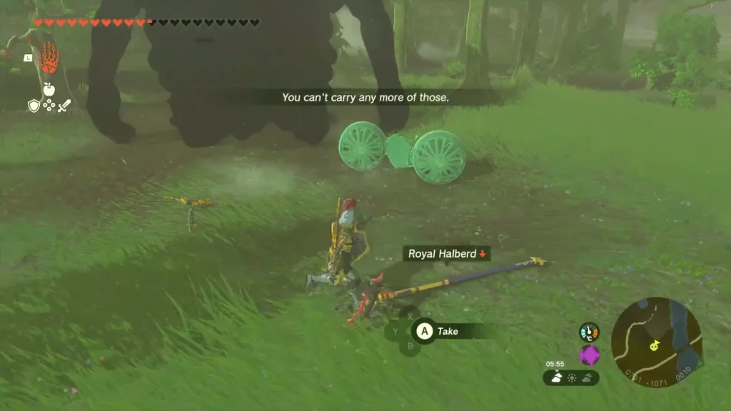Royal Halberd lying on the forest floor beside the fallen Hinox Royal Halberd lying on the forest floor beside the fallen Hinox