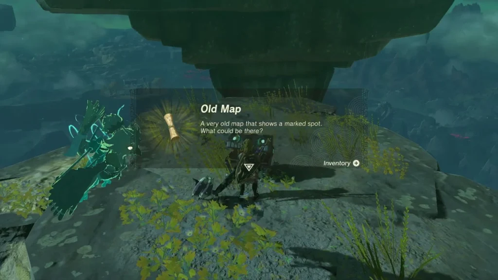 Old Map item box above the opened sky chest Old Map item box above the opened sky chest