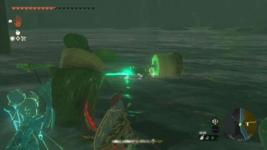 Green Ultrahand beam pulling a log plug out of a hollow tree stump Green Ultrahand beam pulling a log plug out of a hollow tree stump