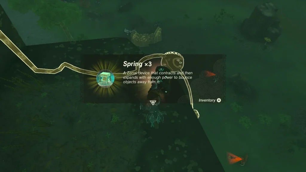 Spring x3 item box above the opened chest on the cliff-top ledge Spring x3 item box above the opened chest on the cliff-top ledge