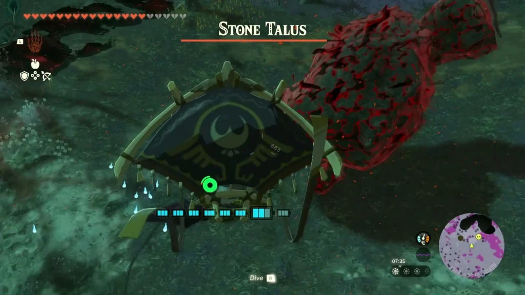 Stone Talus with its name bar above a glowing red ore weak spot Stone Talus with its name bar above a glowing red ore weak spot