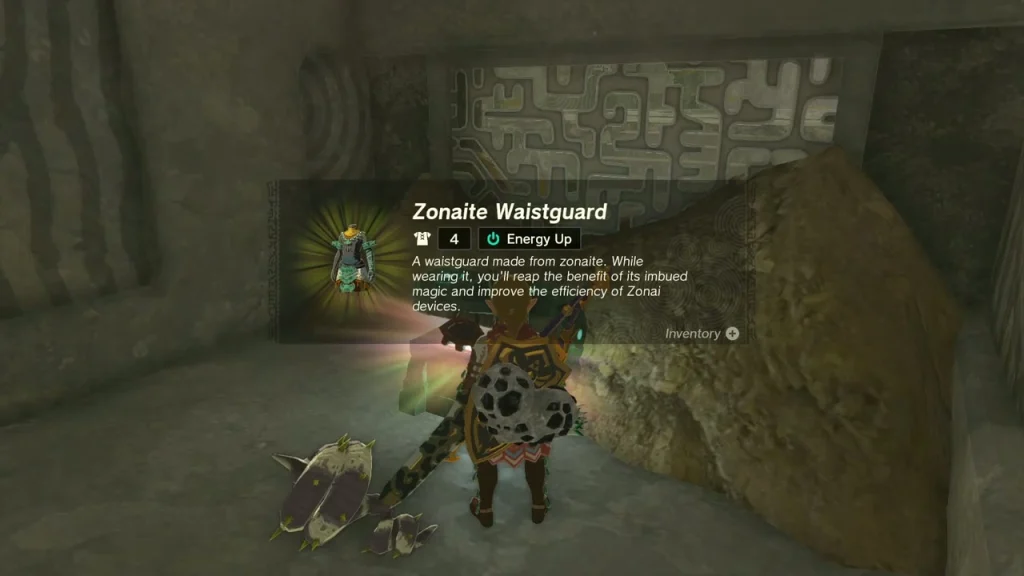 Zonaite Waistguard item box above the opened chest on Zonaite Forge Island Zonaite Waistguard item box above the opened chest on Zonaite Forge Island