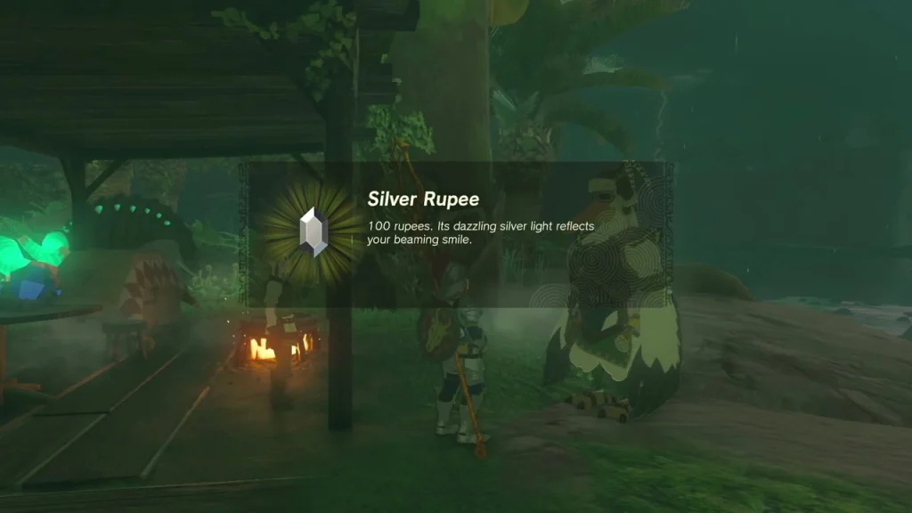Silver Rupee item box held up after talking to Penn Silver Rupee item box held up after talking to Penn