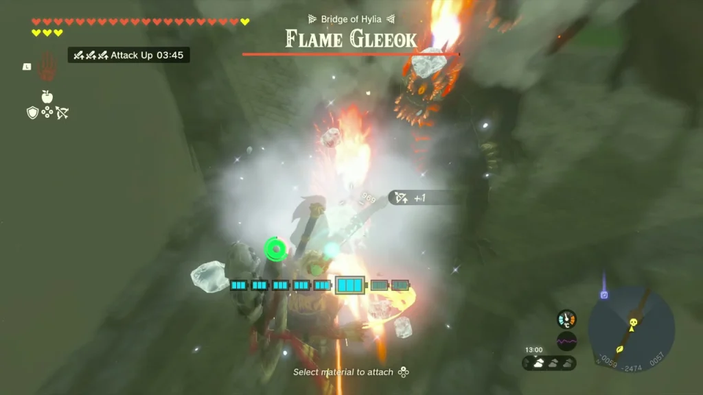 Flame Gleeok in flight over the Bridge of Hylia roadway Flame Gleeok in flight over the Bridge of Hylia roadway