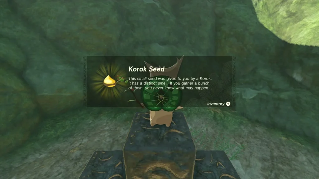 Korok Seed item box above the finished cube puzzle Korok Seed item box above the finished cube puzzle