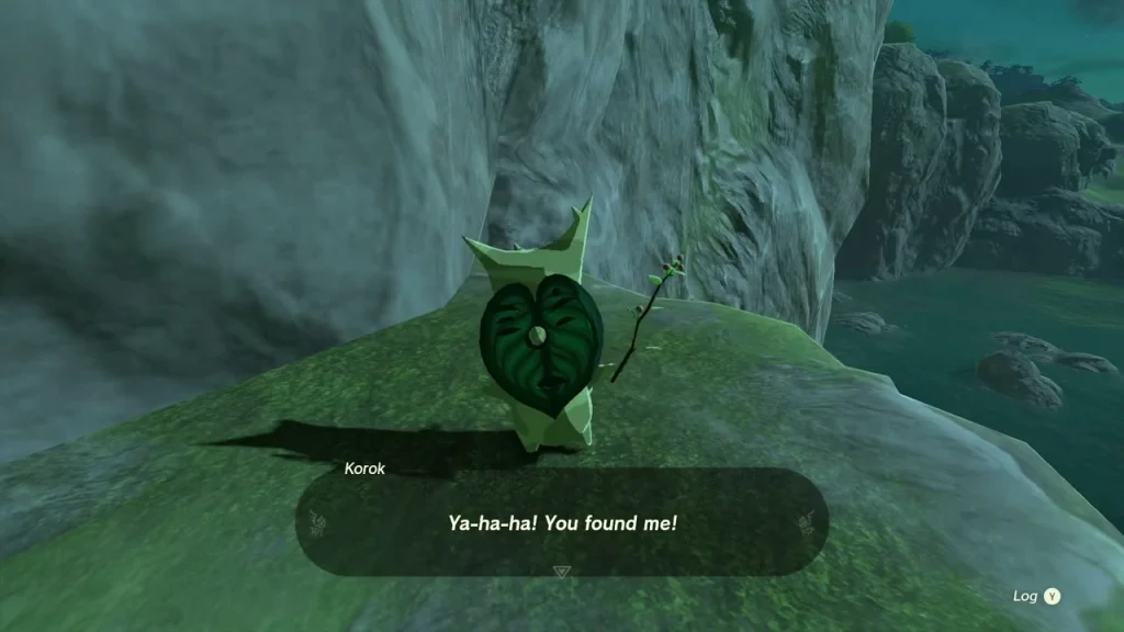 Hilltop above Cora Lake with a rock over a Korok Hilltop above Cora Lake with a rock over a Korok