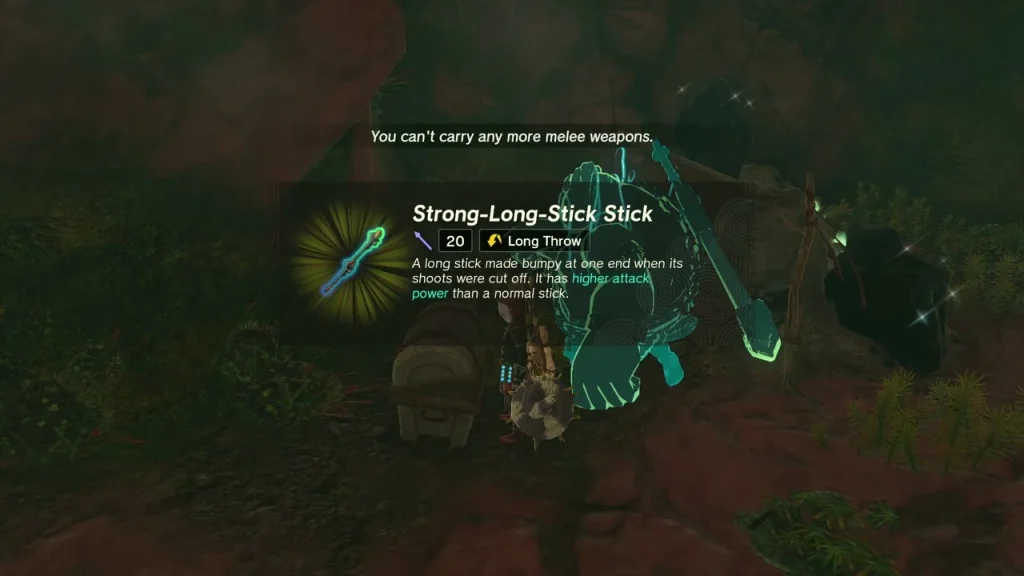Strong-Long-Stick Stick item box held up in Corta Lake Cave Strong-Long-Stick Stick item box held up in Corta Lake Cave
