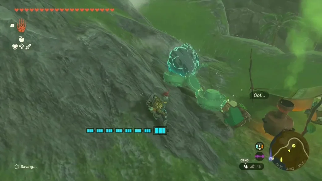 Exhausted Korok carried up a slope toward a yellow tent Exhausted Korok carried up a slope toward a yellow tent