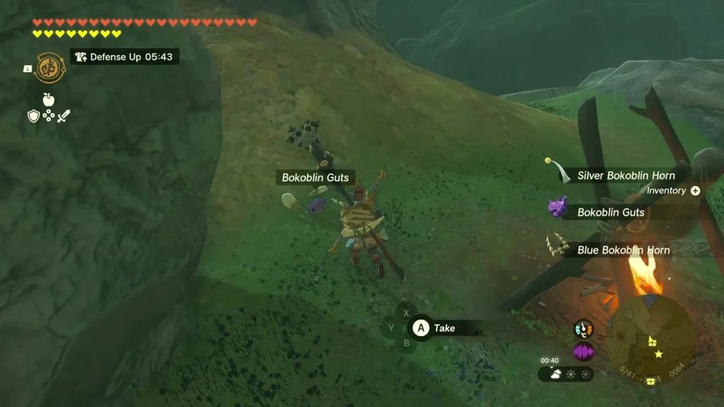 Bokoblin Guts and Silver Bokoblin Horn on the ground Bokoblin Guts and Silver Bokoblin Horn on the ground