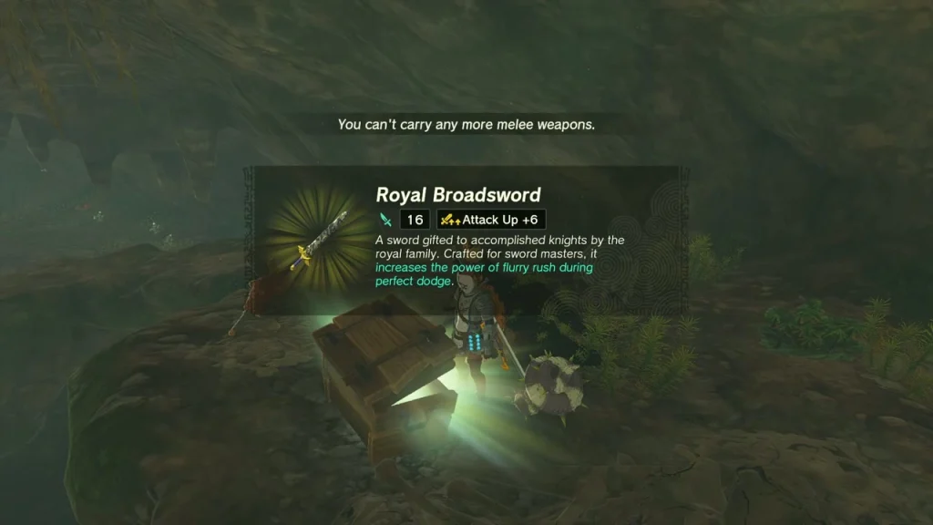 Royal Broadsword item box held up after opening the chest Royal Broadsword item box held up after opening the chest