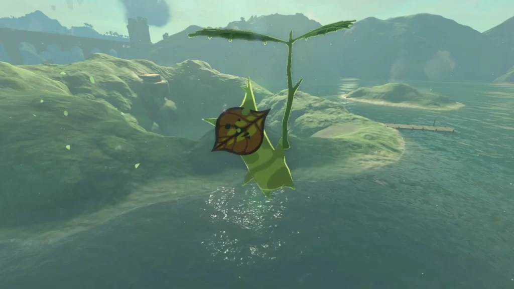 Shallow lakeshore where a sparkling spot hides a Korok Shallow lakeshore where a sparkling spot hides a Korok