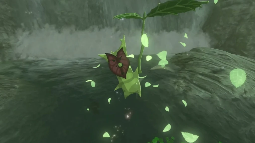 Hidden Korok in the pool under the waterfall by the old bridge Hidden Korok in the pool under the waterfall by the old bridge