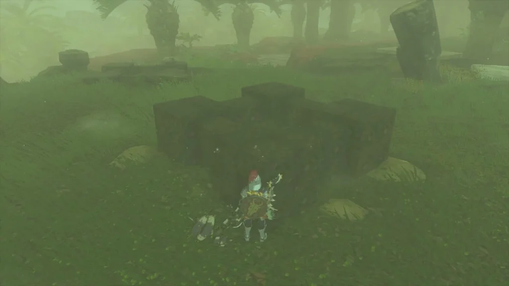 Stone cubes lined up on the forest floor Stone cubes lined up on the forest floor