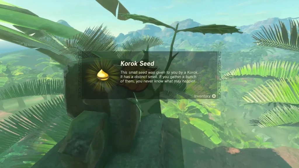 Korok Seed item box on the stone pillar Korok Seed item box on the stone pillar