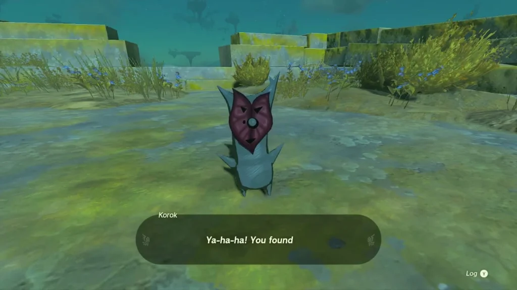 Sky island clearing where the Korok waits under a rock Sky island clearing where the Korok waits under a rock