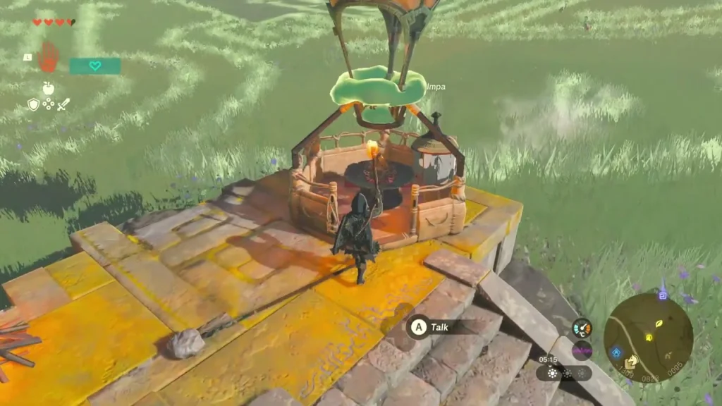Hot-air balloon lifting off the stone platform above the glyph-carved grass Hot-air balloon lifting off the stone platform above the glyph-carved grass