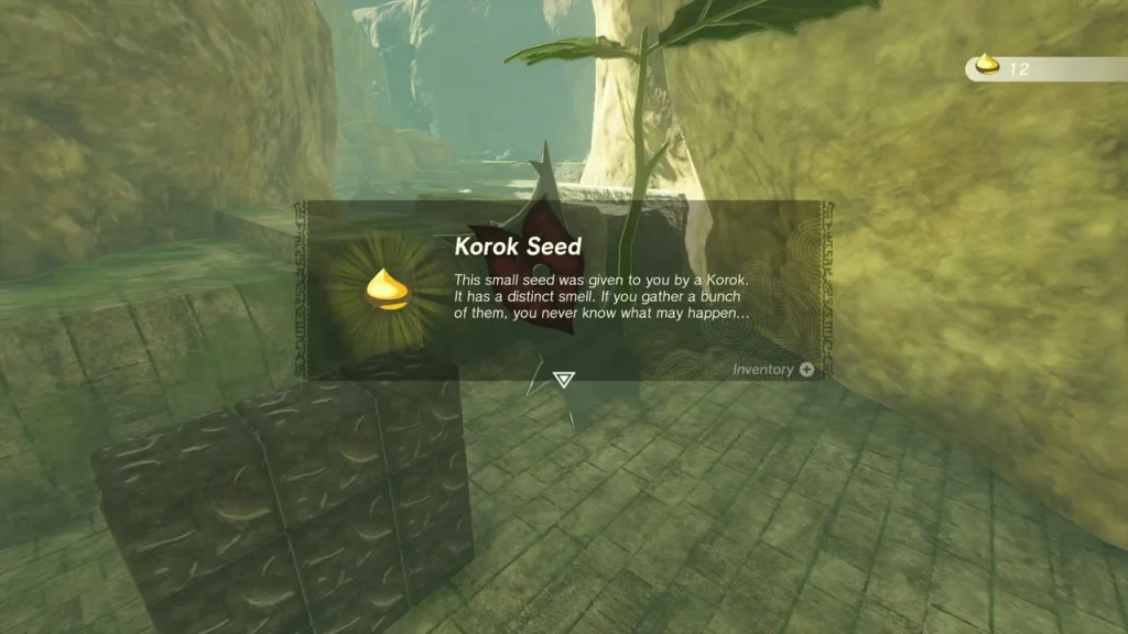 Korok Seed item box beside dark stone blocks in the canyon Korok Seed item box beside dark stone blocks in the canyon