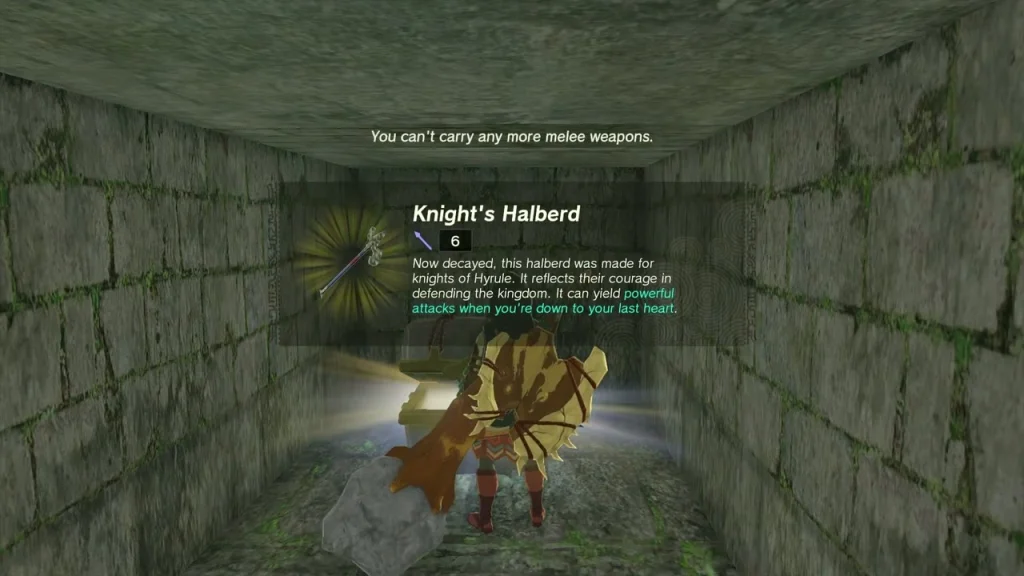 Knight's Halberd item box over the chest in the corridor Knight's Halberd item box over the chest in the corridor