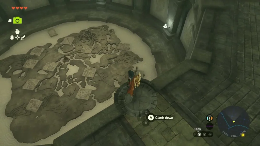Huge stone relief map of Hyrule laid on the floor of the deepest hall Huge stone relief map of Hyrule laid on the floor of the deepest hall