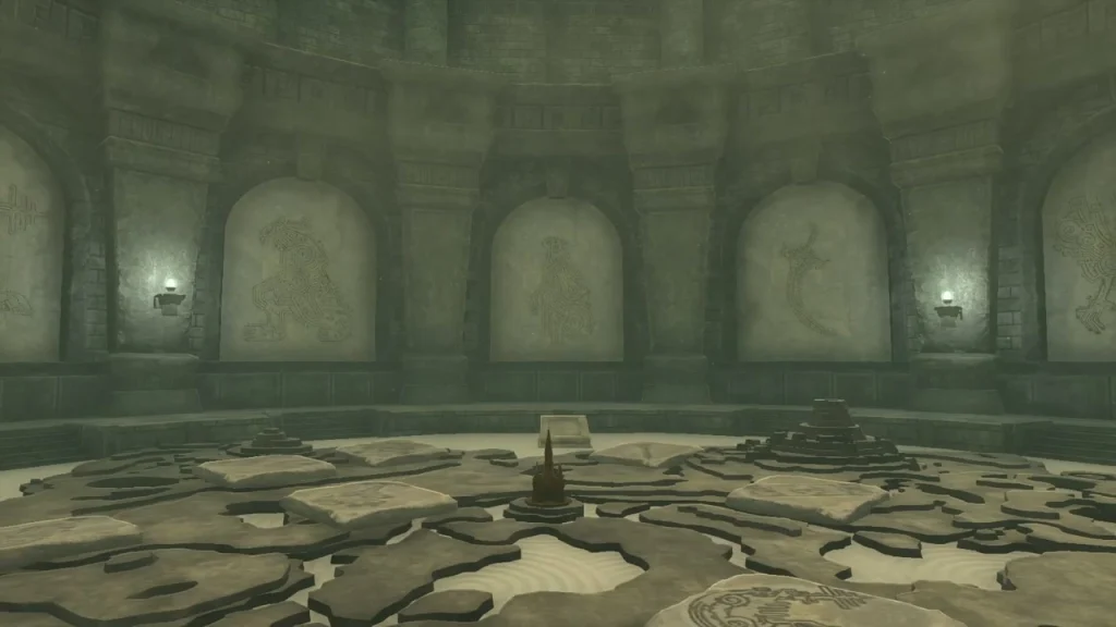 Circular hall with the floor map and Impa and Cado at the entrance Circular hall with the floor map and Impa and Cado at the entrance