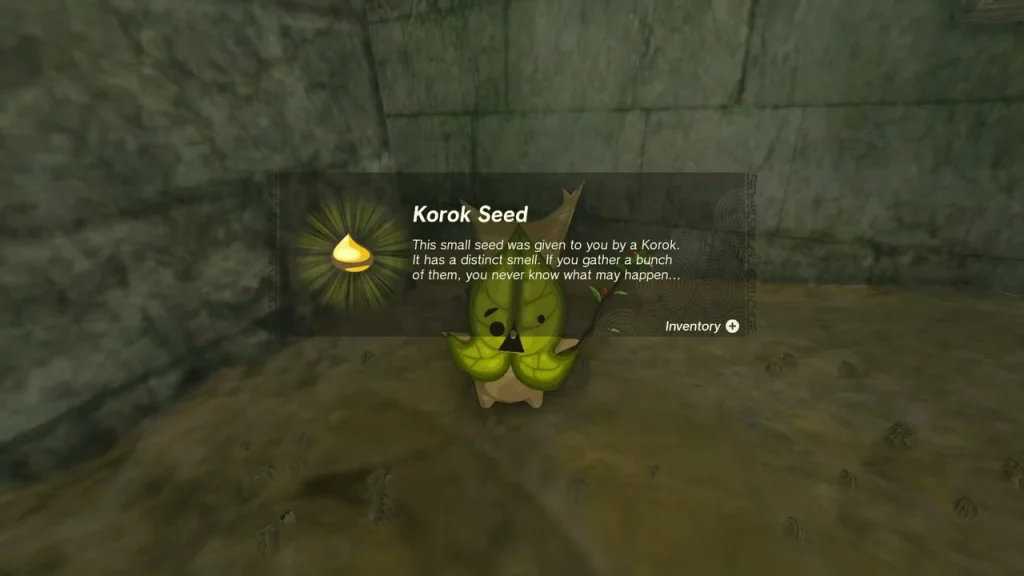 Korok Seed item box beside the Korok in the stone trench Korok Seed item box beside the Korok in the stone trench