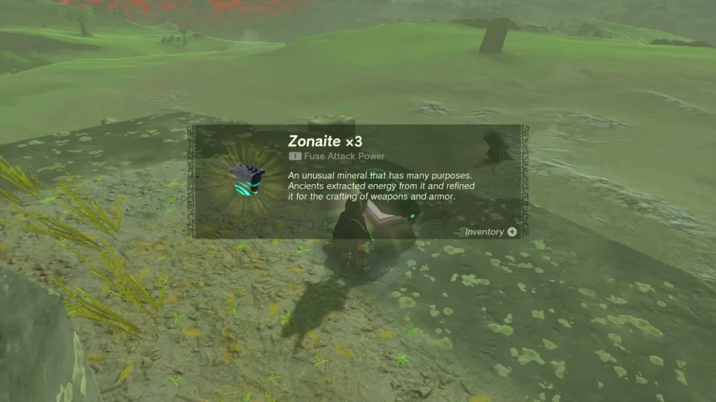 Zonaite x3 item box over the chest in the mossy hollow on top of the slab Zonaite x3 item box over the chest in the mossy hollow on top of the slab