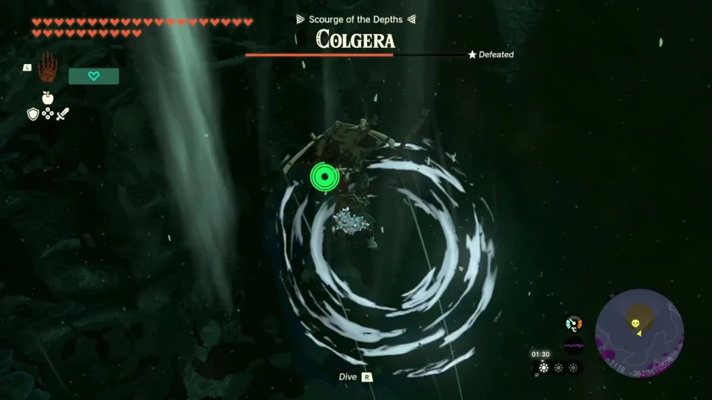 Colgera's whirlwind attack spinning in the dark cavern Colgera's whirlwind attack spinning in the dark cavern