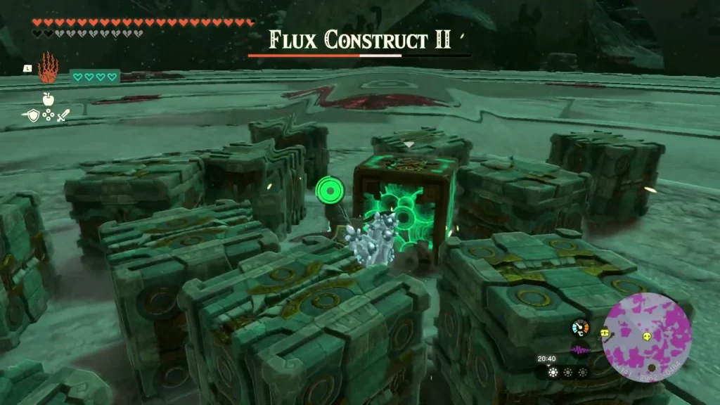 Flux Construct II surrounded by stacked stone blocks Flux Construct II surrounded by stacked stone blocks