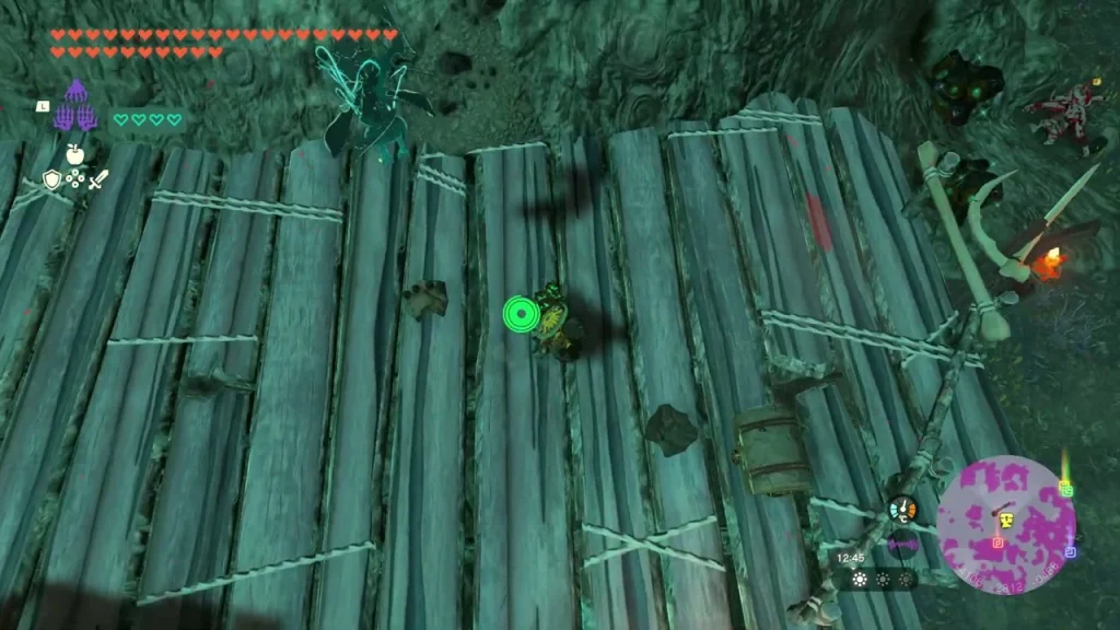 Chest on a wooden raft platform in the depths Chest on a wooden raft platform in the depths