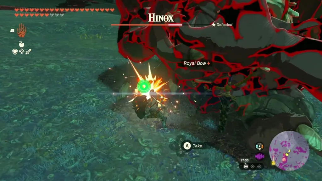Royal Bow dropped beside the defeated Hinox Royal Bow dropped beside the defeated Hinox