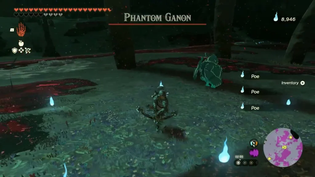 Phantom Ganon with its health bar surrounded by gloom Phantom Ganon with its health bar surrounded by gloom