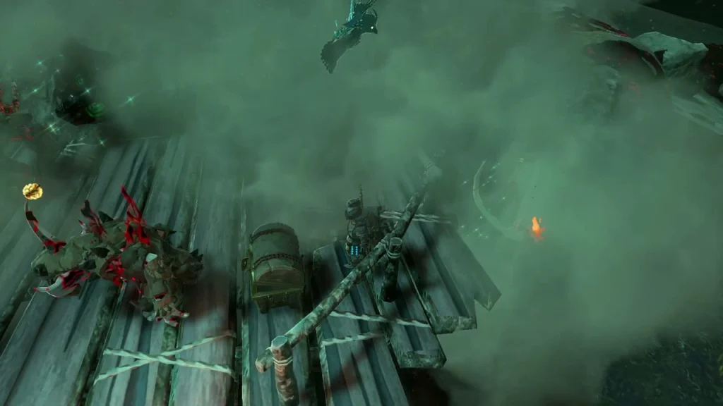 Bokoblin camp on planks around the chest Bokoblin camp on planks around the chest