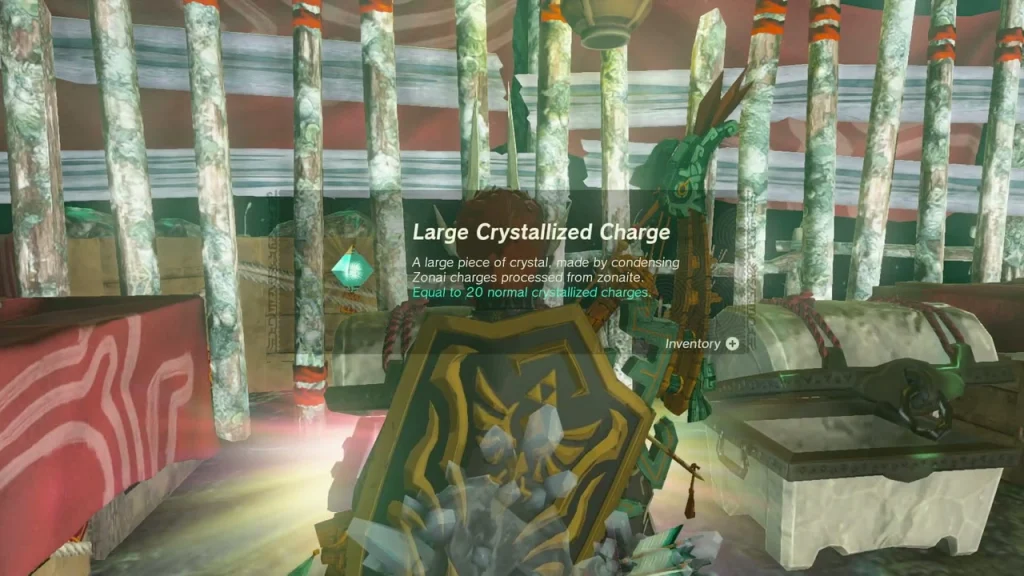 Large Crystallized Charge item box beside the opened Yiga camp chest Large Crystallized Charge item box beside the opened Yiga camp chest