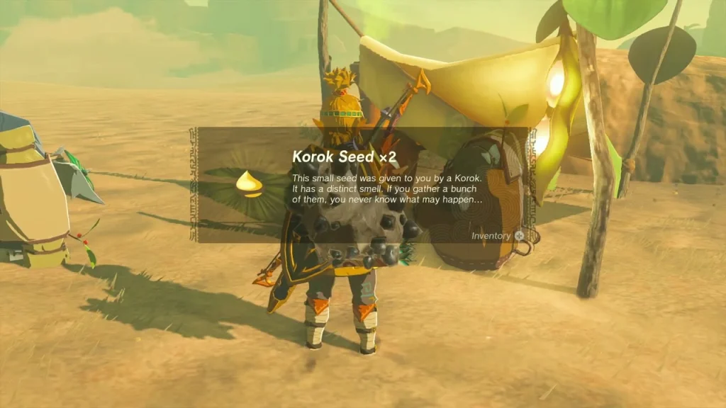 Korok Seed x2 item box in front of the Korok friend's tent Korok Seed x2 item box in front of the Korok friend's tent